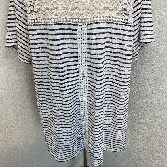 Allison Daley Lace Blue Leaf Floral Nautical Design Top Unique Lightweight 3X - Picture 6 of 9